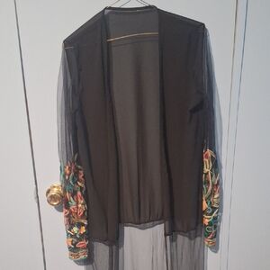 Embroidered Black Sheer Women's Jacket